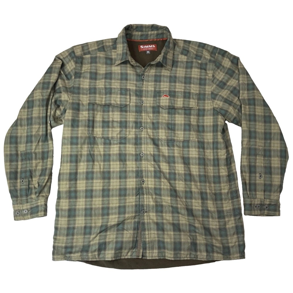 Simms Coldweather Shirt Mens XL Flannel Shacket Plaid Thermal Lined Fishing